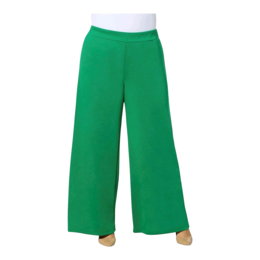 IMAN Chic All Day Elegance Wide-Leg Ponte Pant Kelly Green Women's Medium Tall